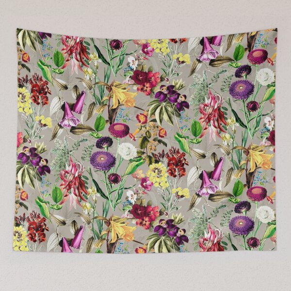 Artikelvorschau, Elegante exotische Blumen und Blätter Himmel, Blätter und Blumen tropischen Muster, botanische Illustration, beige florale Illustration entworfen und verkauft von ZeinabTaha.
