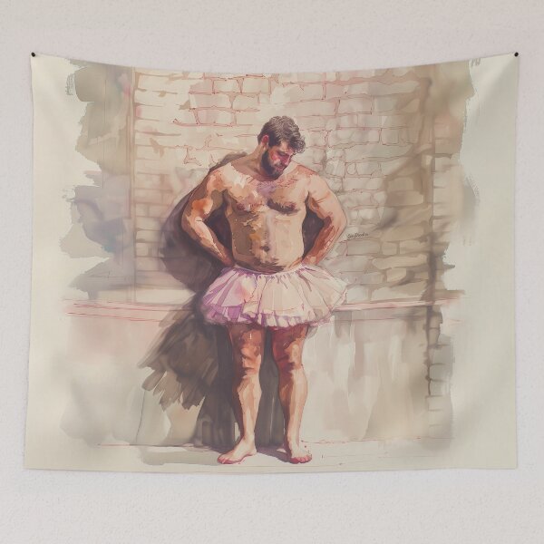Item preview, Defiant Elegance: Tutu-Clad Powerhouse - GayDoodles Art designed and sold by GayDoodles.