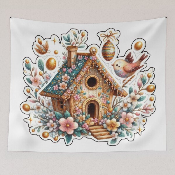 Item preview, bird house Easter cute sticker designed and sold by Expressions-Sel.