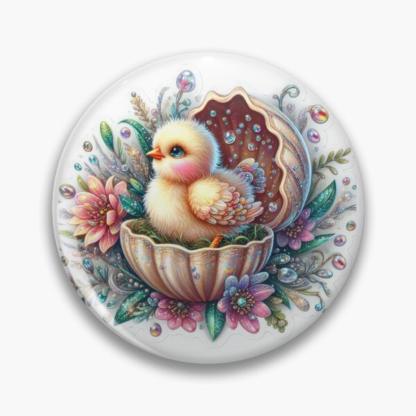 Item preview, chicken in a golden egg shell Easter cute sticker designed and sold by Expressions-Sel.