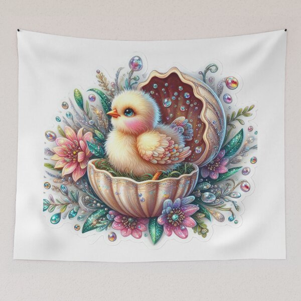 Item preview, chicken in a golden egg shell Easter cute sticker designed and sold by Expressions-Sel.