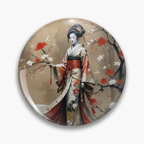 Item preview, Beautiful abstract geisha, kimono , in sunrise with flowers designed and sold by Coolparrotgirl.