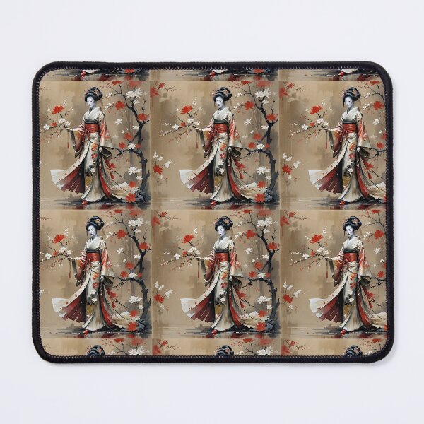 Item preview, Beautiful abstract geisha, kimono , in sunrise with flowers designed and sold by Coolparrotgirl.