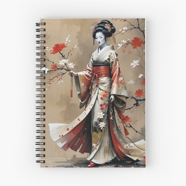 Item preview, Beautiful abstract geisha, kimono , in sunrise with flowers designed and sold by Coolparrotgirl.