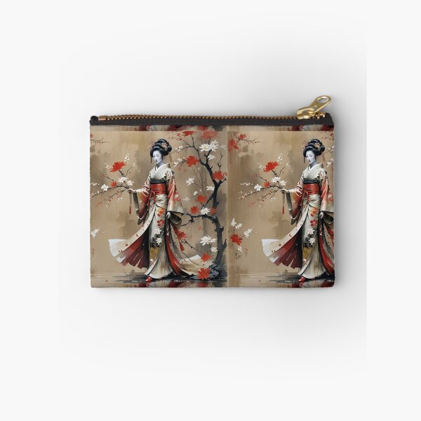 Item preview, Beautiful abstract geisha, kimono , in sunrise with flowers designed and sold by Coolparrotgirl.