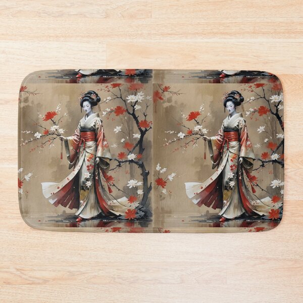 Item preview, Beautiful abstract geisha, kimono , in sunrise with flowers designed and sold by Coolparrotgirl.