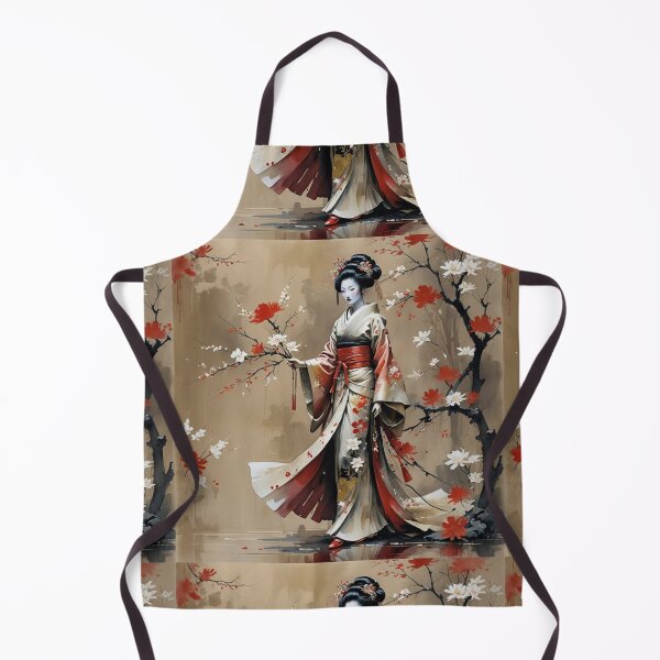 Item preview, Beautiful abstract geisha, kimono , in sunrise with flowers designed and sold by Coolparrotgirl.