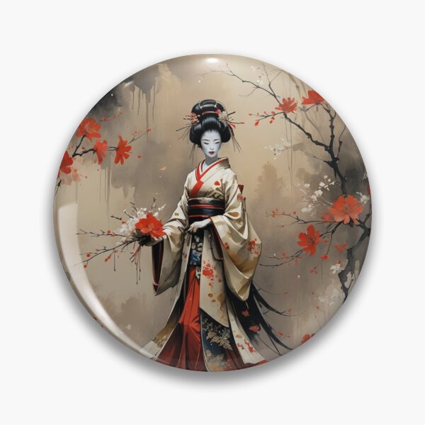 Item preview, Beautiful abstract geisha, kimono , in sunrise with flowers designed and sold by Coolparrotgirl.
