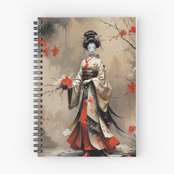 Item preview, Beautiful abstract geisha, kimono , in sunrise with flowers designed and sold by Coolparrotgirl.