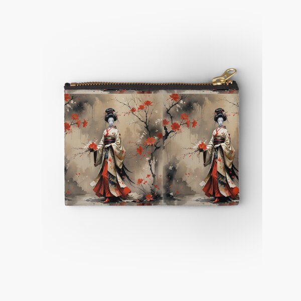 Item preview, Beautiful abstract geisha, kimono , in sunrise with flowers designed and sold by Coolparrotgirl.