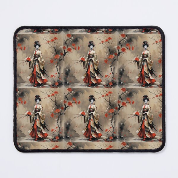Item preview, Beautiful abstract geisha, kimono , in sunrise with flowers designed and sold by Coolparrotgirl.