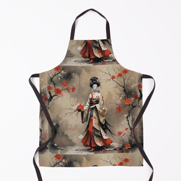 Item preview, Beautiful abstract geisha, kimono , in sunrise with flowers designed and sold by Coolparrotgirl.