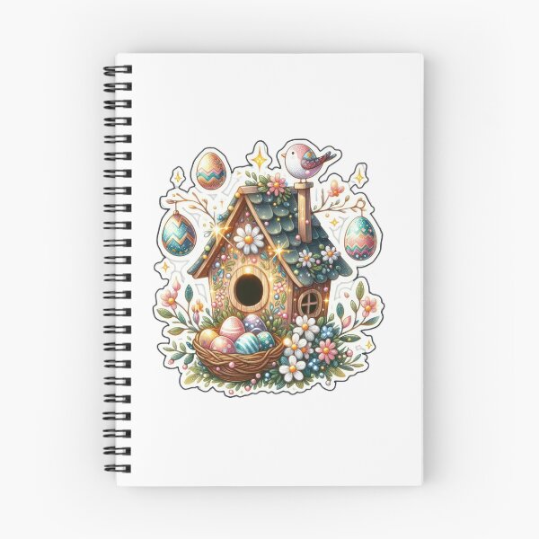 Item preview, bird house with nest with eggs  Easter cute sticker designed and sold by Expressions-Sel.