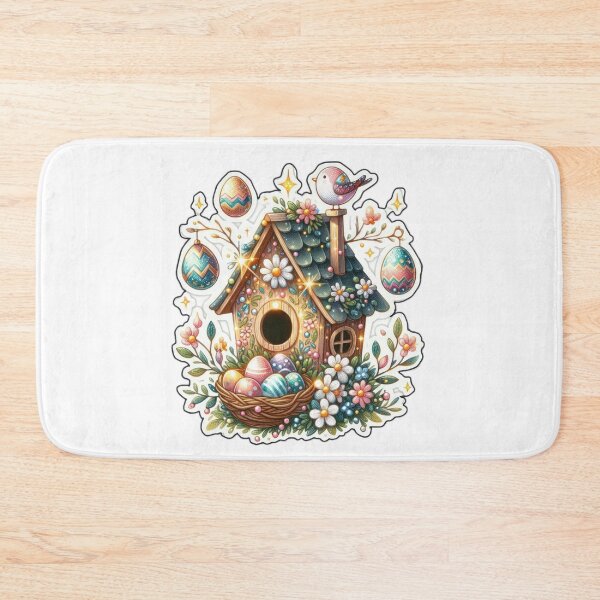 Item preview, bird house with nest with eggs  Easter cute sticker designed and sold by Expressions-Sel.