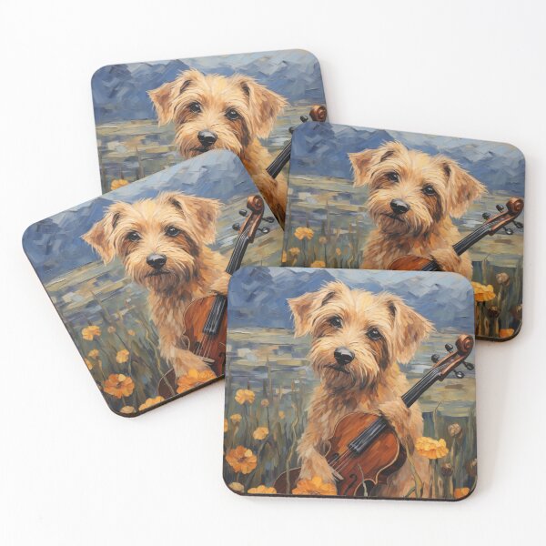 Item preview, Puppy playing violin oil painting designed and sold by Jirayut Srimuang.