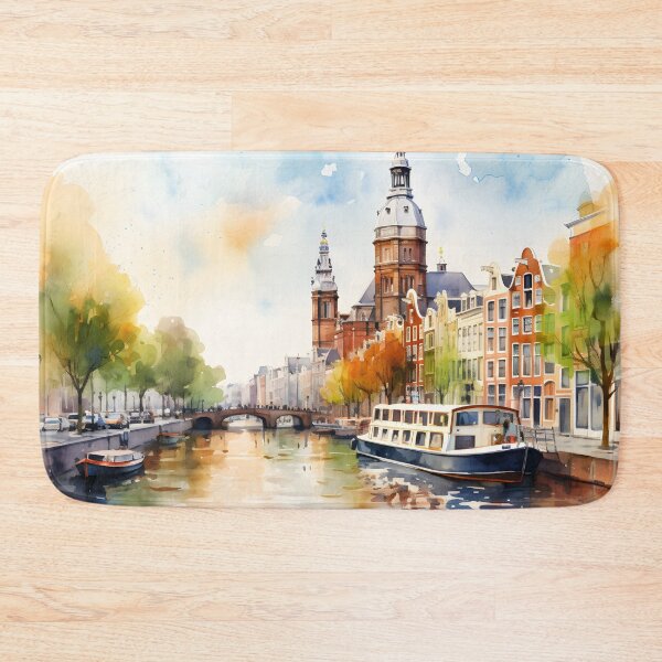 Item preview, Amsterdam canals, watercolor painting, city landscape, Amsterdam souvenir, Netherlands cityscape, Holland travel designed and sold by SpettacolArte.