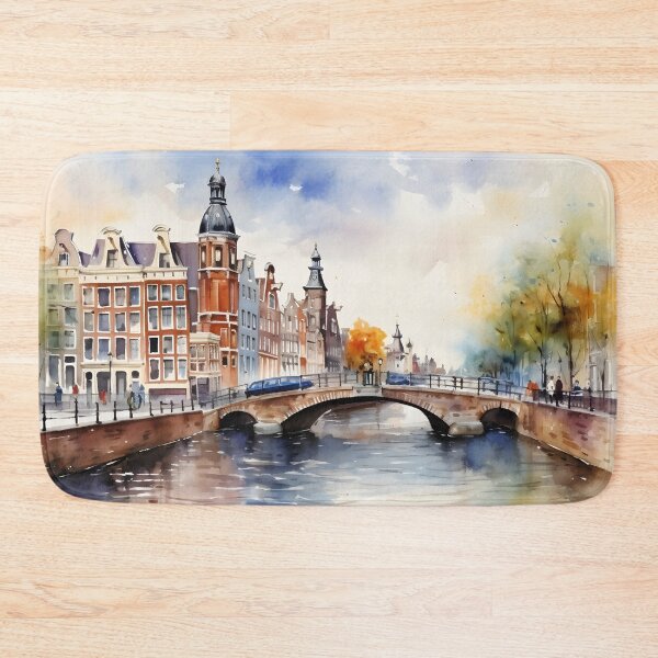 Item preview, Amsterdam canals, watercolor painting, city landscape, Amsterdam souvenir, Netherlands cityscape, Holland travel designed and sold by SpettacolArte.