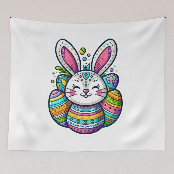 Item preview, rabbit with easter eggs Easter cute sticker designed and sold by Expressions-Sel.