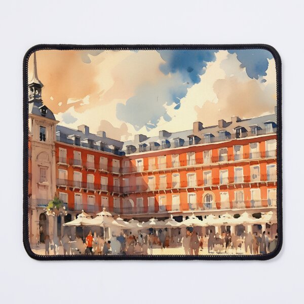 Item preview, Madrid Plaza Mayor, watercolor painting, city landscape, Madrid souvenir, Spanish cityscape, Spain travel designed and sold by SpettacolArte.