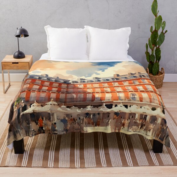 Item preview, Madrid Plaza Mayor, watercolor painting, city landscape, Madrid souvenir, Spanish cityscape, Spain travel designed and sold by SpettacolArte.