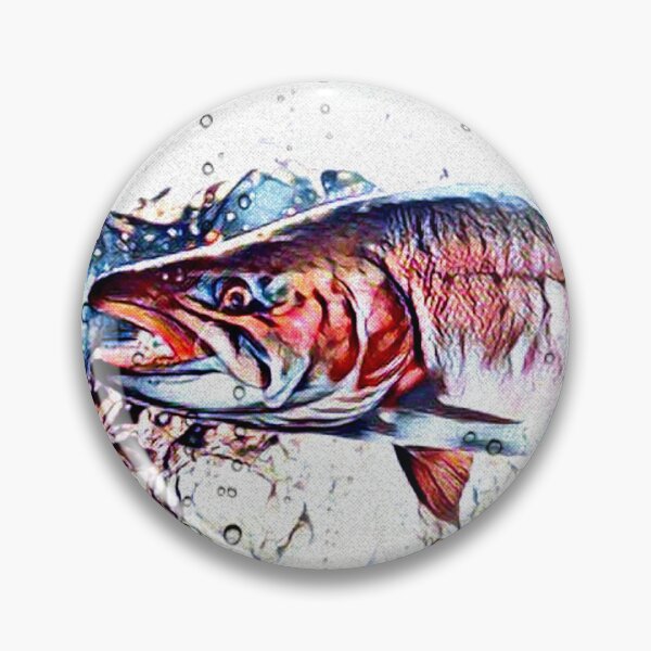 Item preview, Salmon trout fish on river run - fishing atlantic salmon - gift for fishermen - pink salmon  designed and sold by artbyjames.