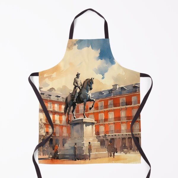 Item preview, Plaza Mayor, watercolor painting, city landscape, Madrid souvenir, Spanish cityscape, Spain travel designed and sold by SpettacolArte.