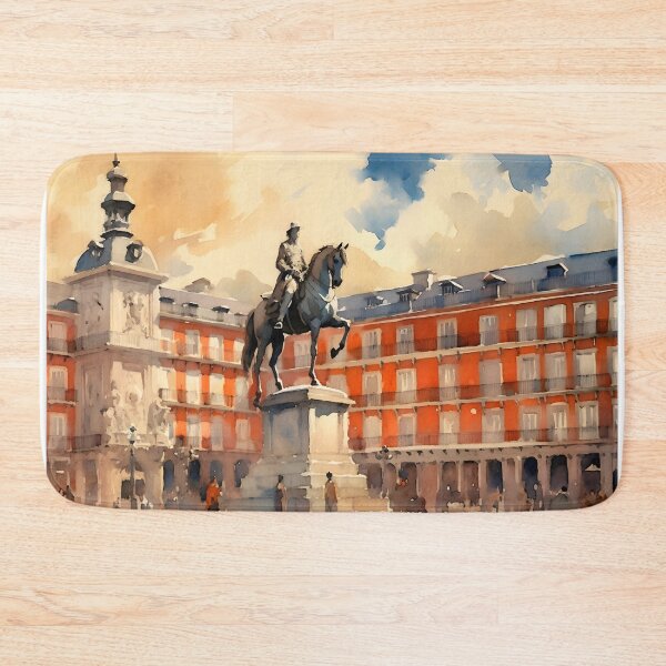 Item preview, Plaza Mayor, pintura de acuarela, paisaje de la ciudad, recuerdo de Madrid, paisaje urbano español, viajes a España designed and sold by SpettacolArte.