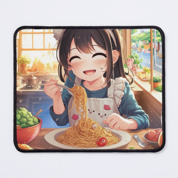Item preview, Girl Eating Spaghetti: Noodle Nirvana - Cartoon Girl's Spaghetti Adventure designed and sold by BrooklynRhodes.