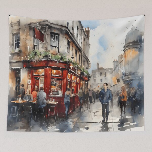 Item preview, Dublin irish pub, watercolor painting, city landscape, Dublin souvenir, Dublin cityscape, Ireland travel, Irish street designed and sold by SpettacolArte.