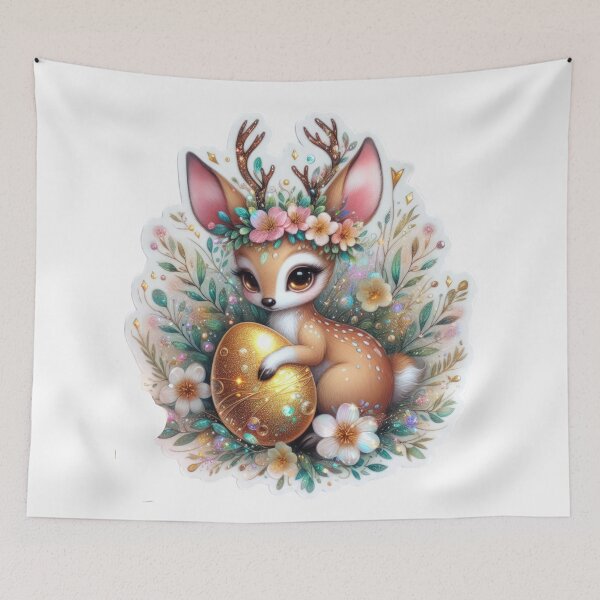 Item preview, doe with easter egg Easter cute sticker designed and sold by Expressions-Sel.