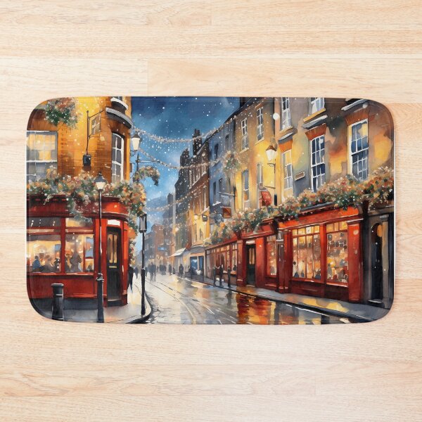 Item preview, Dublin pub, watercolor painting, city landscape, Dublin souvenir, Dublin cityscape, Ireland travel, Irish street, Christmas snow designed and sold by SpettacolArte.