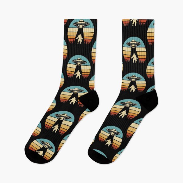 Item preview, Retro Bigfoot UFO Abduction Funny Sasquatch Aliens designed and sold by ArtByKatti.