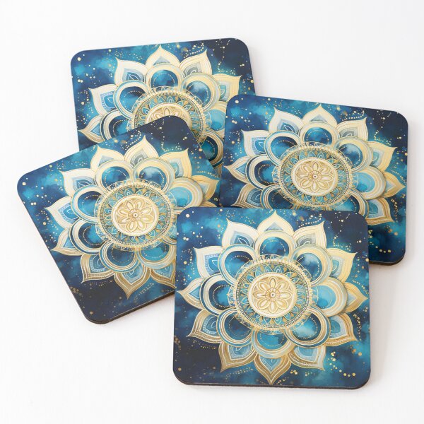 Item preview, Teal Blue and Gold Mandala  designed and sold by darkskydelights.