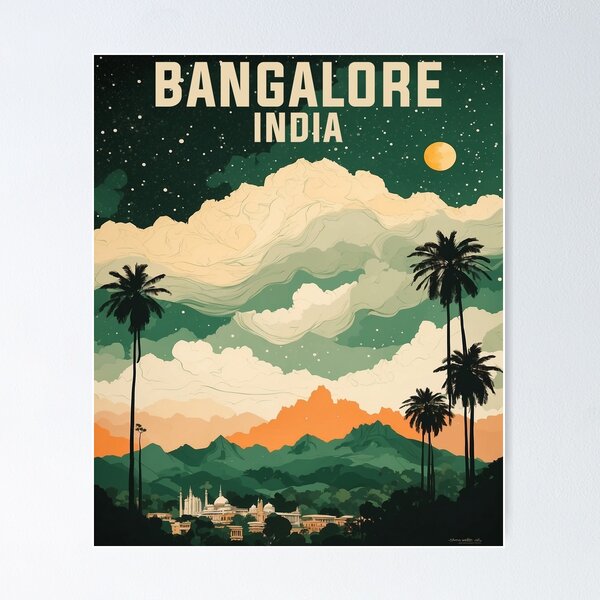 Item preview, Bangalore India Starry Night Vintage Travel Tourism  designed and sold by TravelersGems.