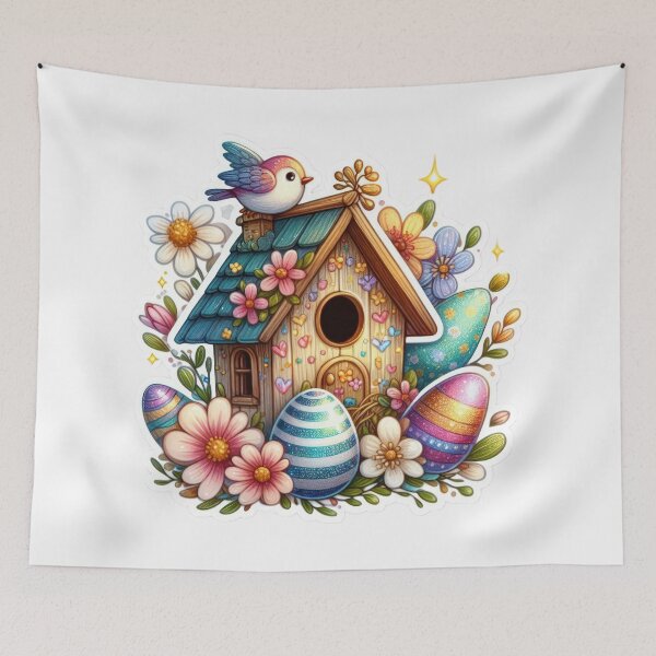 Item preview, colorful birdhousel Easter cute sticker designed and sold by Expressions-Sel.