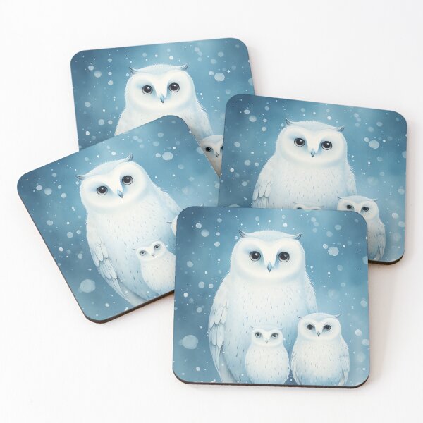 Item preview, Cute Snowy Owl Family Print, Winter Wall Art designed and sold by madtoyman.
