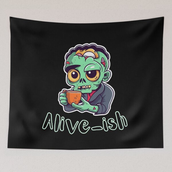 Item preview, Alive-ish Coffee Zombie. Funny office zombie drinkig coffee designed and sold by slicksquid.