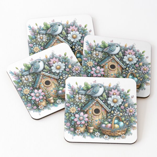 Item preview, colorful bird house with colorful eggs Easter cute sticker designed and sold by Expressions-Sel.