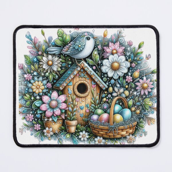 Item preview, colorful bird house with colorful eggs Easter cute sticker designed and sold by Expressions-Sel.