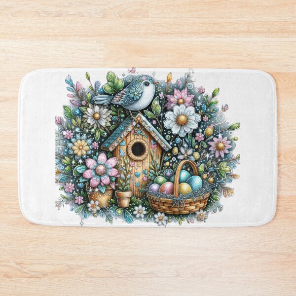 Item preview, colorful bird house with colorful eggs Easter cute sticker designed and sold by Expressions-Sel.