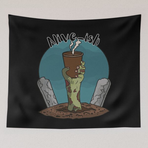 Item preview, Alive-ish Coffee Zombie. Funny office zombie drinkig coffee designed and sold by slicksquid.
