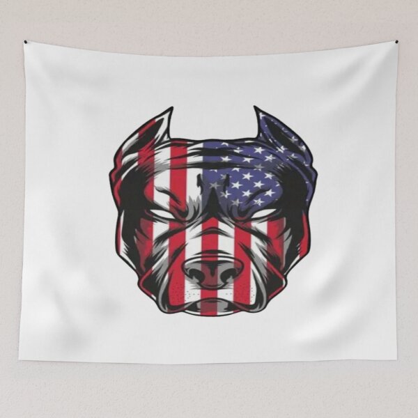 Item preview, Pitbull head with US flag designed and sold by smartlogo_factory.