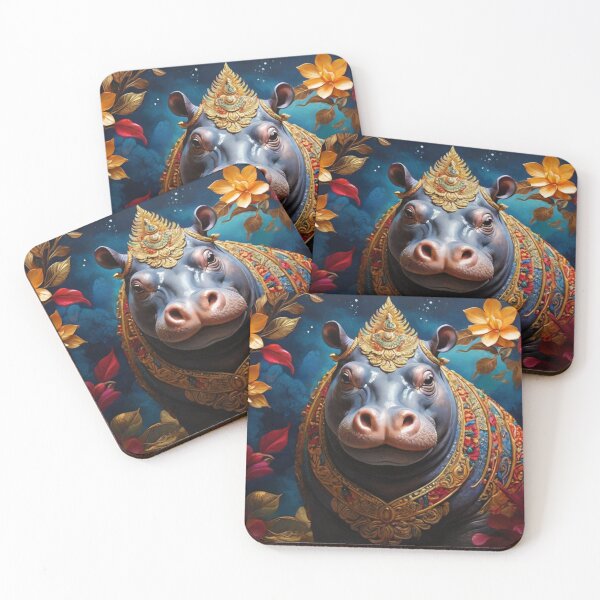 Item preview, Golden Blossom Hippo designed and sold by NeatThingLover.