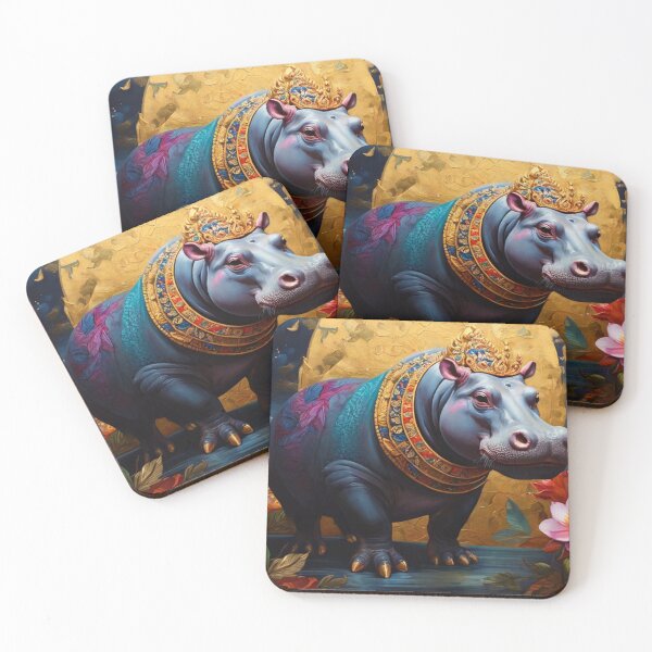 Item preview, Golden Floral Hippo designed and sold by NeatThingLover.