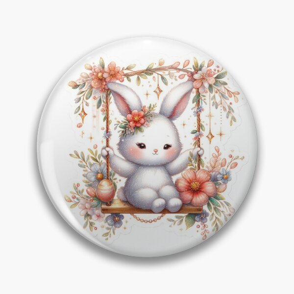 Item preview, bunny on a swing Easter cute sticker designed and sold by Expressions-Sel.