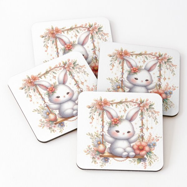 Item preview, bunny on a swing Easter cute sticker designed and sold by Expressions-Sel.