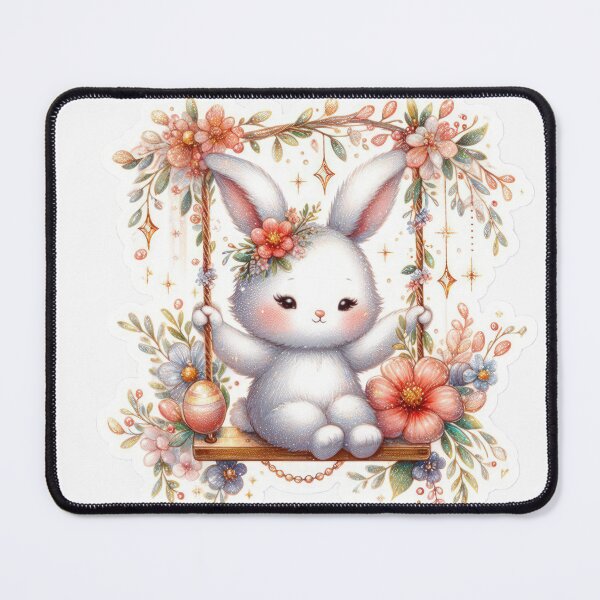 Item preview, bunny on a swing Easter cute sticker designed and sold by Expressions-Sel.