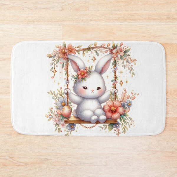 Item preview, bunny on a swing Easter cute sticker designed and sold by Expressions-Sel.
