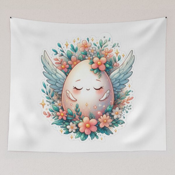 Item preview, easter egg with wings and flowers Easter cute sticker designed and sold by Expressions-Sel.