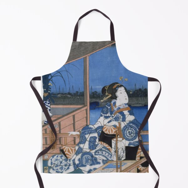 Item preview, Moonlight View of Tsukuda with Lady on a Balcony, from the series Fashionable Genji | Utagawa Hiroshige designed and sold by TeeARTHY.